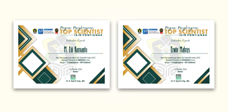 KETUA DAN SEKRETARIS LPM RAIH PENGHARGAAN TOP SCIENTIST IAIN PONTIANAK